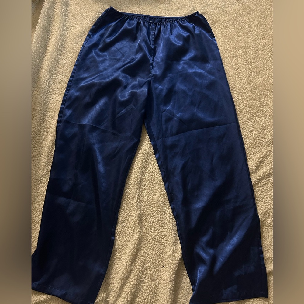 Navy Blue Satin Pants